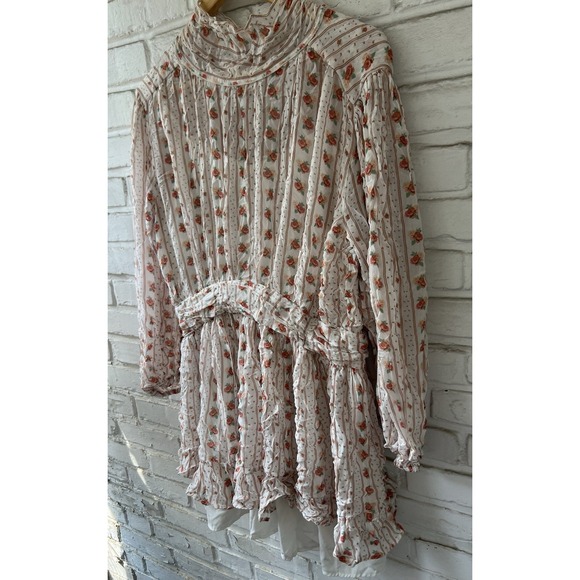 Anthropologie Let Me Be Mock Neck Sheer Floral Print‎ Mini Dress Size Medium - Picture 6 of 10